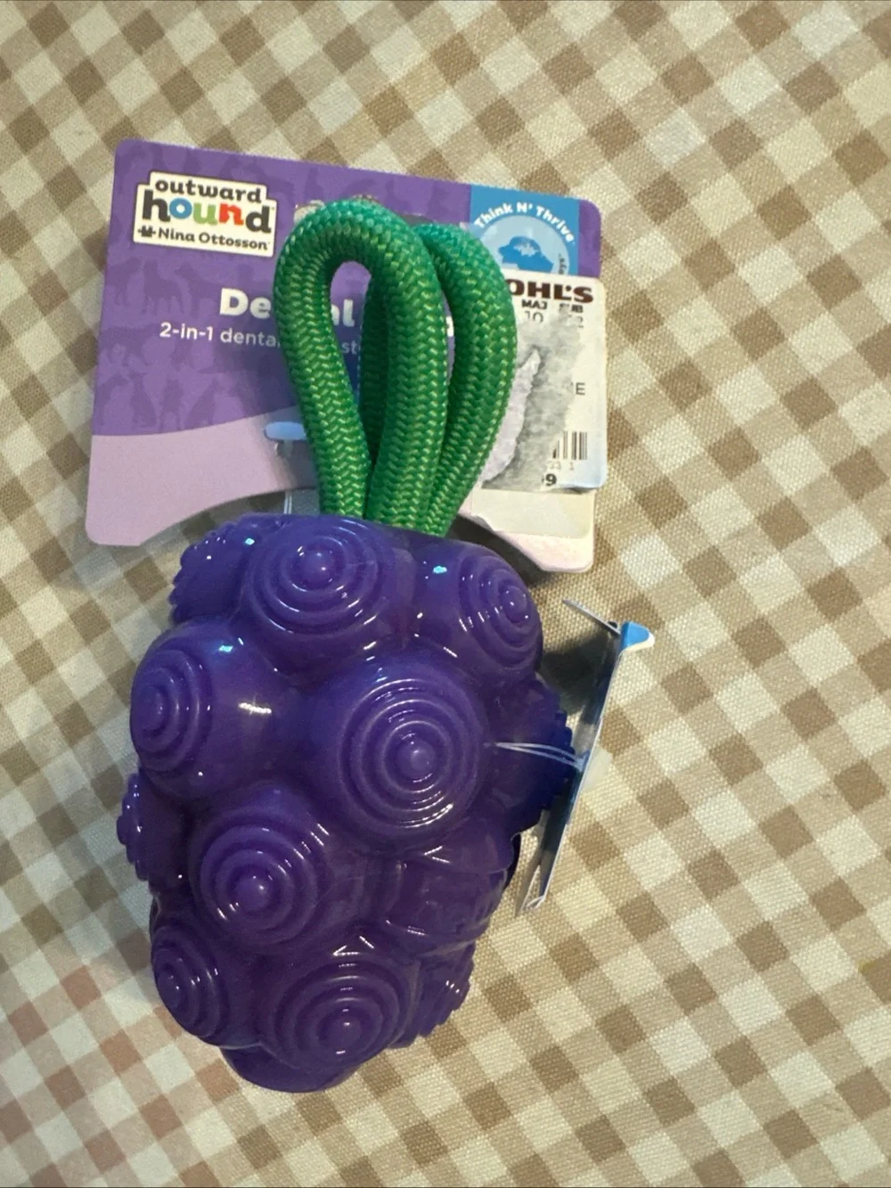 Outward Hound Purple Grape 2-in-1 Dental Dog Toy with Green Rope